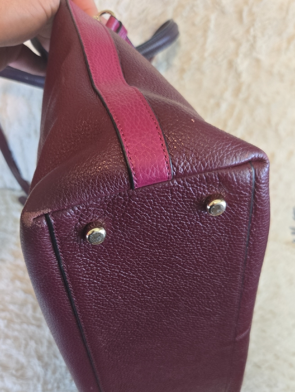 COACH Burgundy Leather Tote with Gold Hardware EUC - Picture 6 of 12